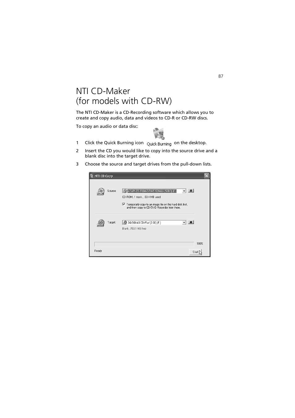 Nti cd-maker (for models with cd-rw) | Acer 5600 series User Manual | Page 93 / 122
