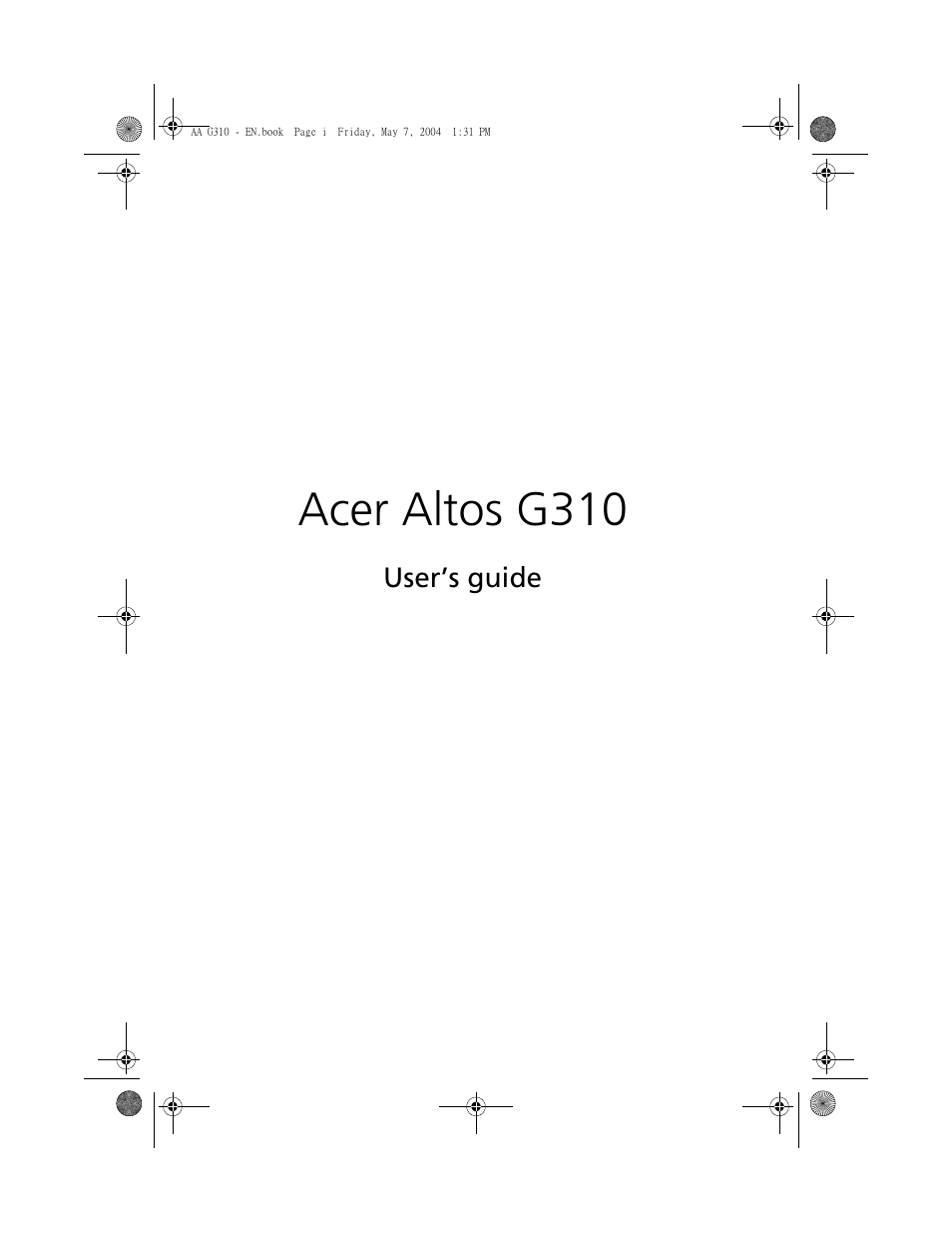 Acer Altos G310 User Manual | 130 pages