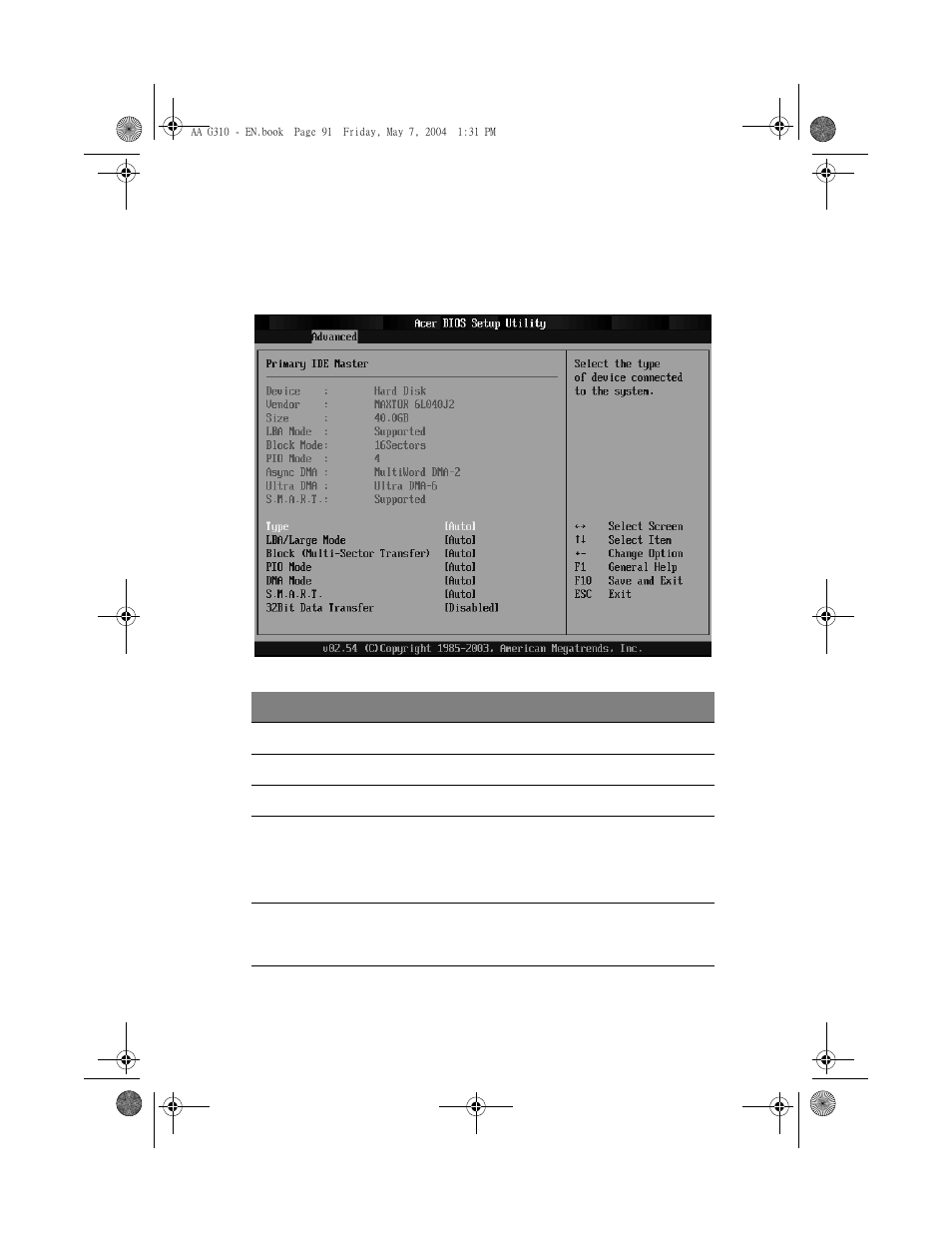 Primary ide master | Acer Altos G310 User Manual | Page 101 / 130