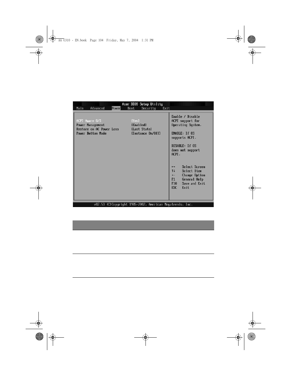 Power | Acer Altos G310 User Manual | Page 114 / 130