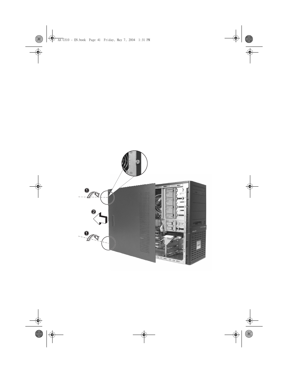 To remove the side panel | Acer Altos G310 User Manual | Page 51 / 130