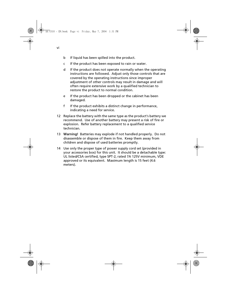 Acer Altos G310 User Manual | Page 6 / 130