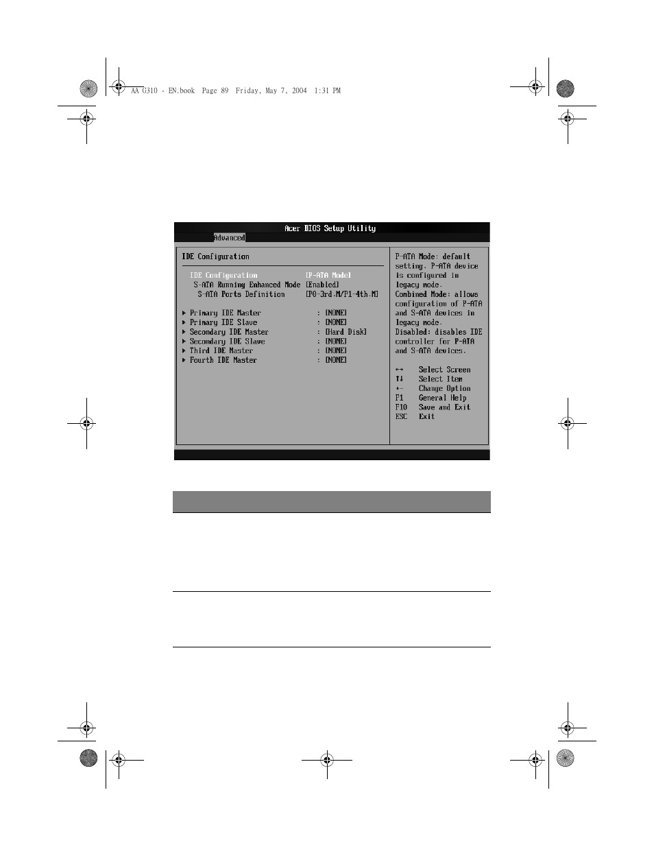 Ide configuration | Acer Altos G310 User Manual | Page 99 / 130