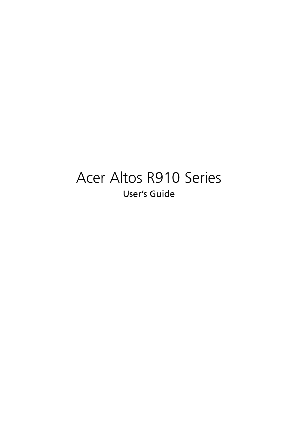 Acer Altos R910 Series User Manual | 192 pages