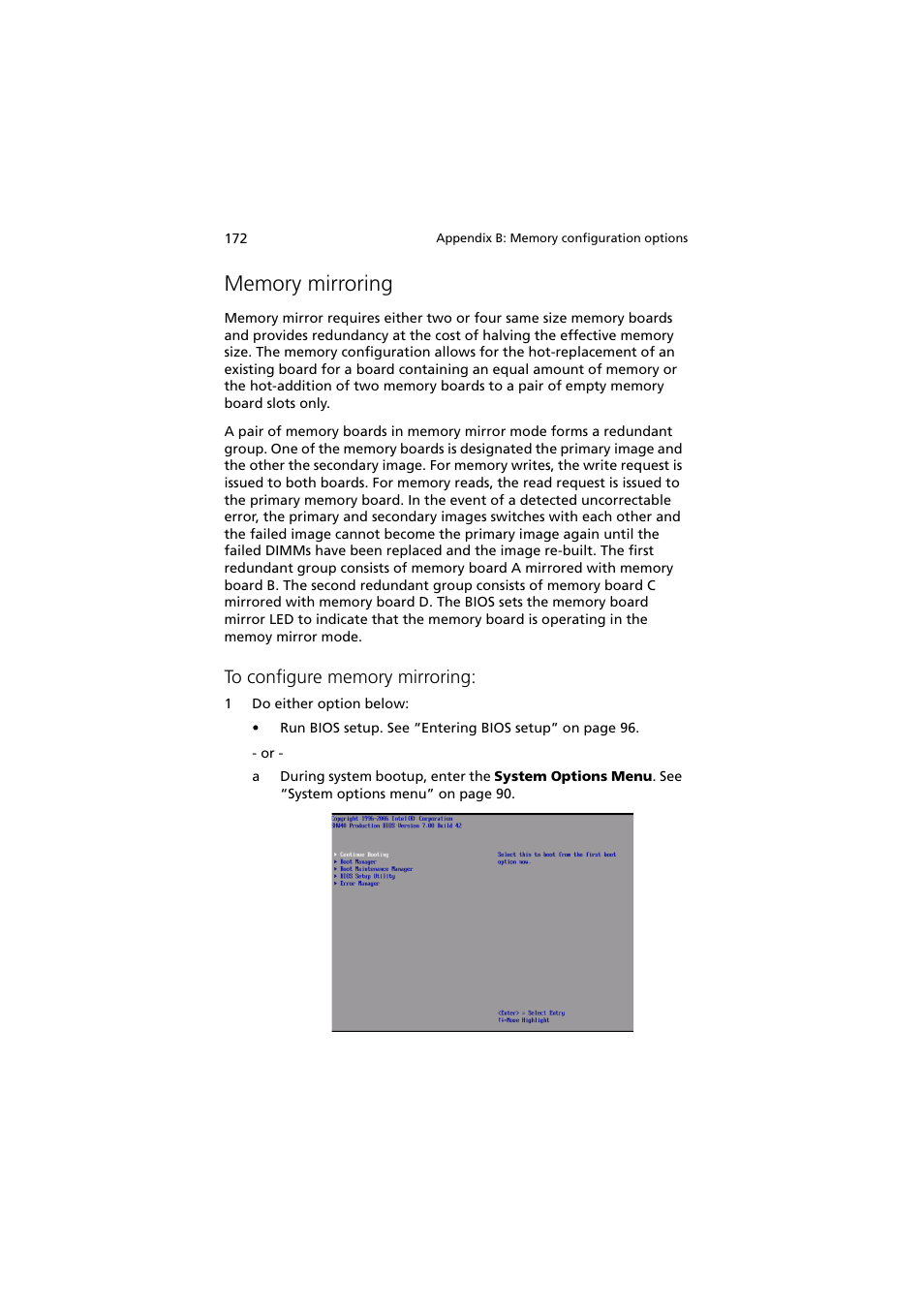 Memory mirroring | Acer Altos R910 Series User Manual | Page 182 / 192