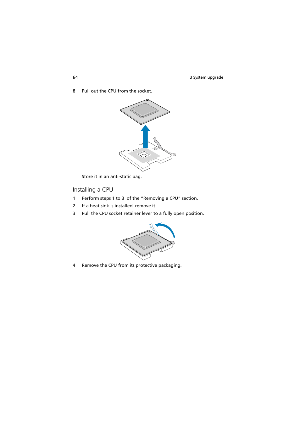 Installing a cpu | Acer Altos R910 Series User Manual | Page 74 / 192