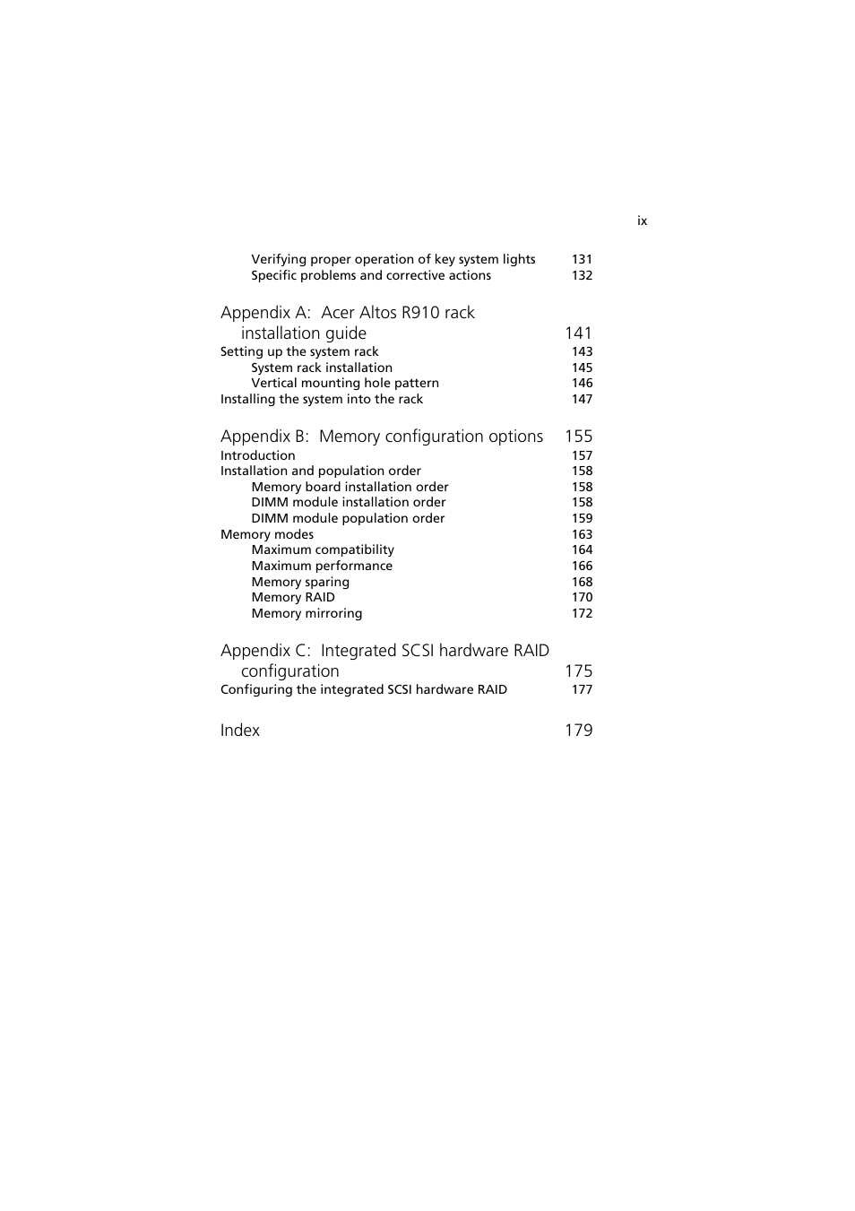 Index 179 | Acer Altos R910 Series User Manual | Page 9 / 192