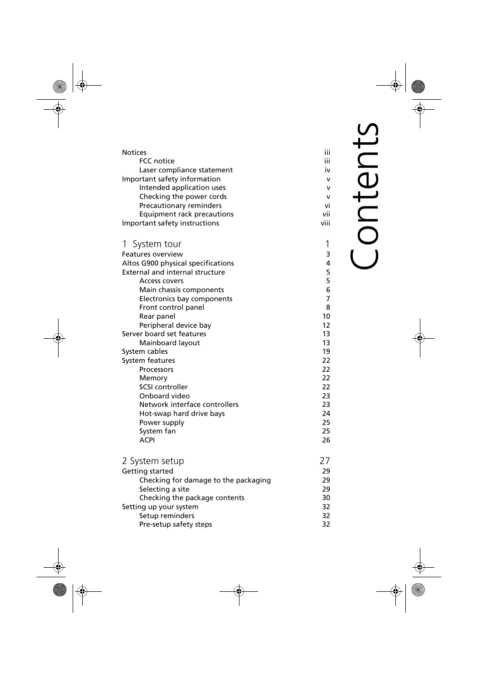 Acer Altos G900 User Manual | Page 11 / 248