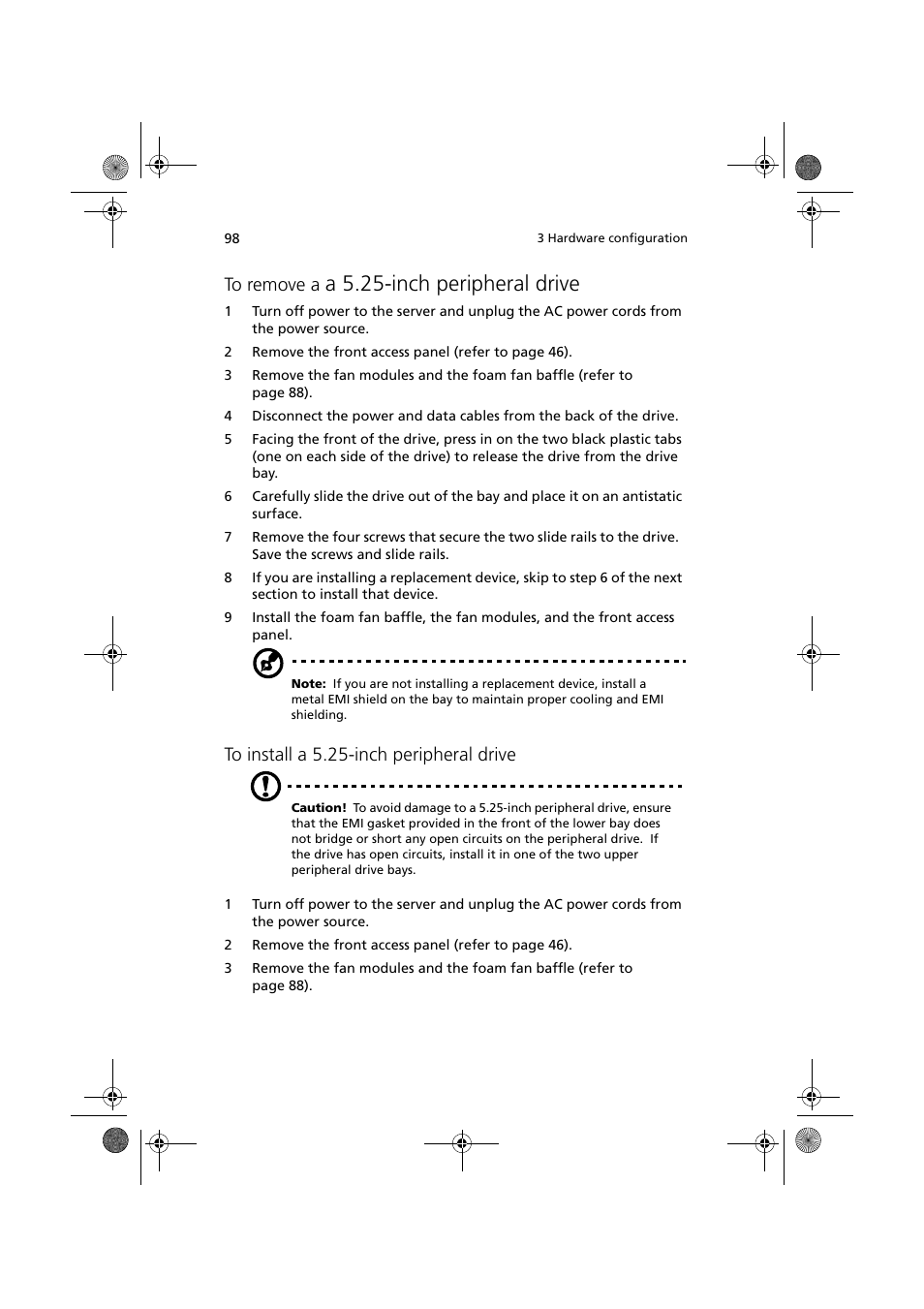 A 5.25-inch peripheral drive | Acer Altos G900 User Manual | Page 114 / 248