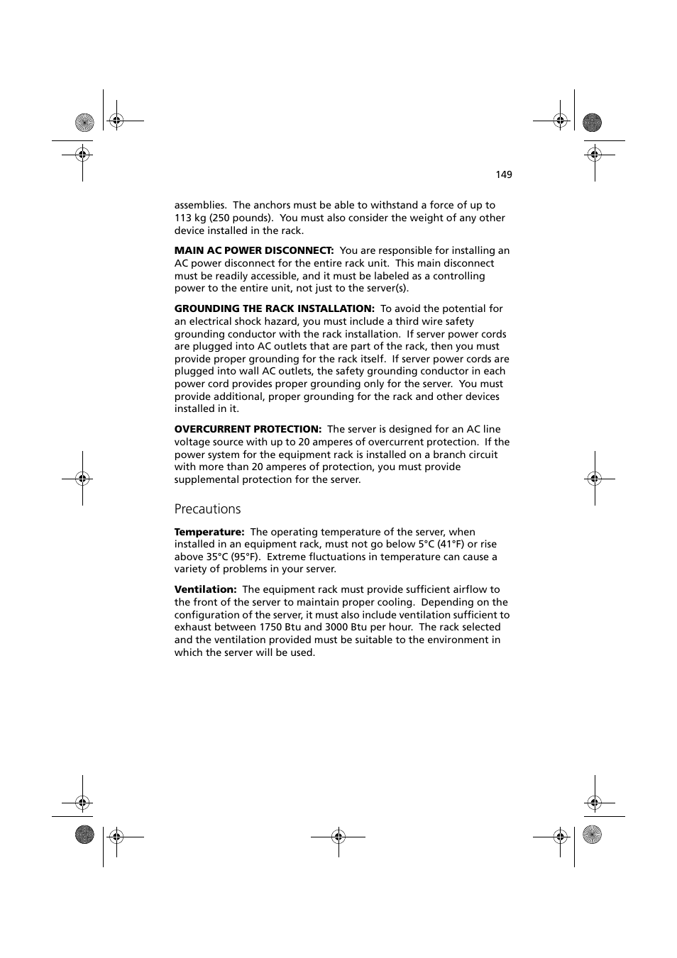 Precautions | Acer Altos G900 User Manual | Page 165 / 248
