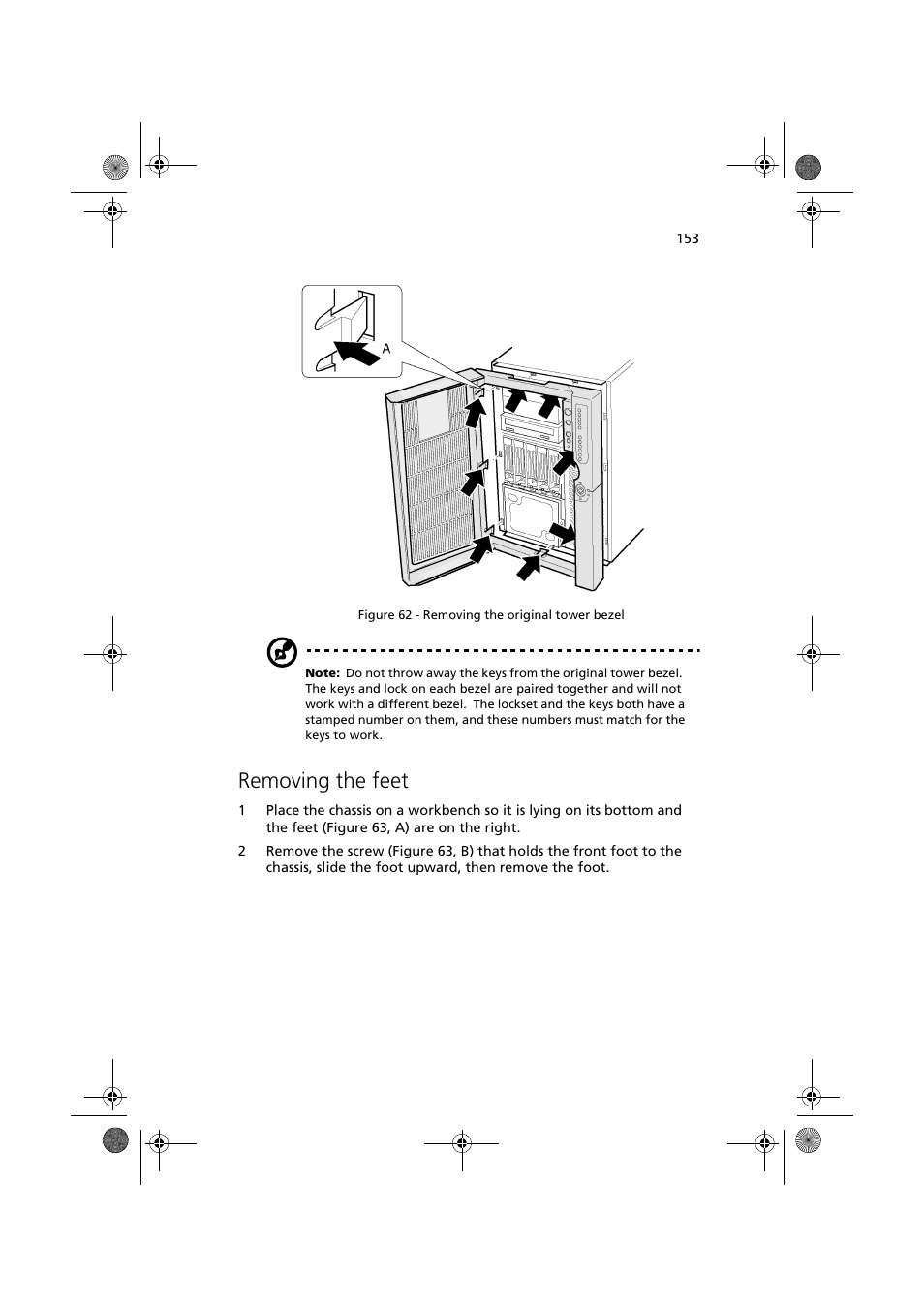 Removing the feet | Acer Altos G900 User Manual | Page 169 / 248