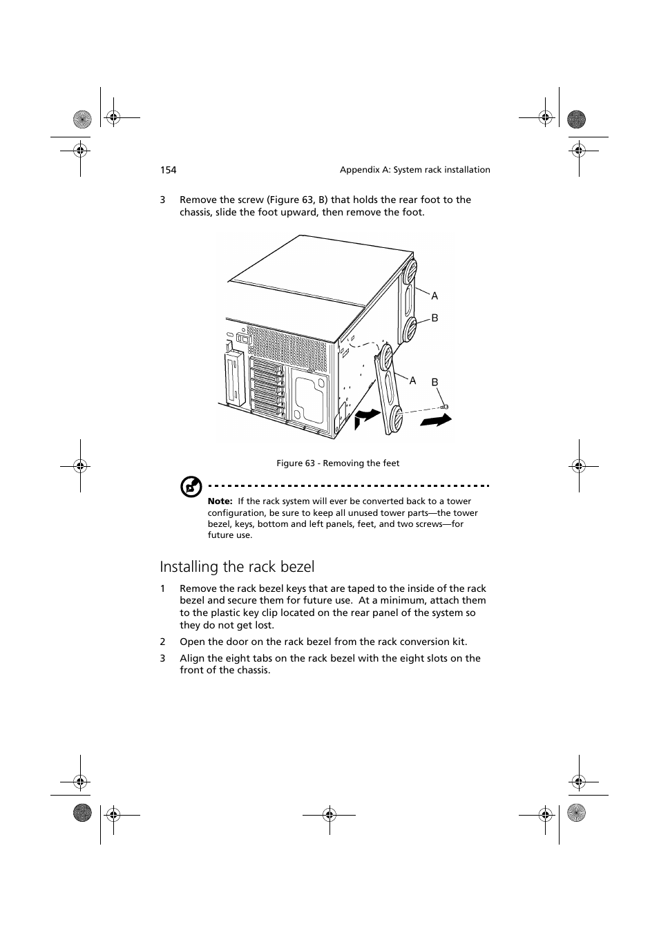 Installing the rack bezel | Acer Altos G900 User Manual | Page 170 / 248