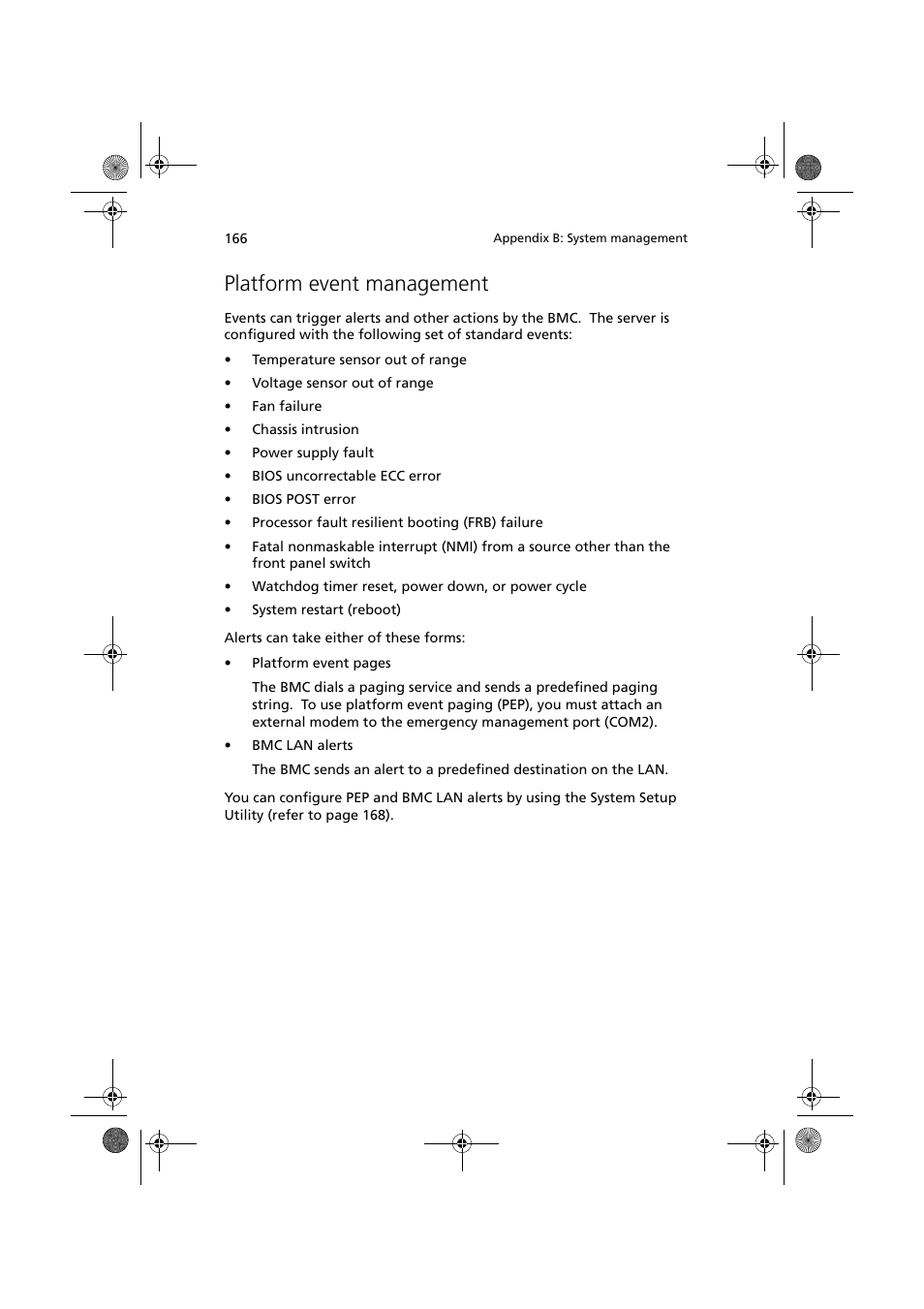 Platform event management | Acer Altos G900 User Manual | Page 182 / 248