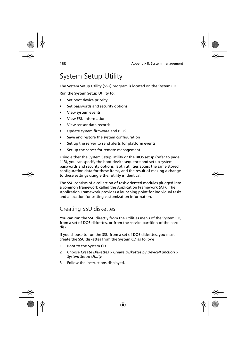 System setup utility, Creating ssu diskettes | Acer Altos G900 User Manual | Page 184 / 248