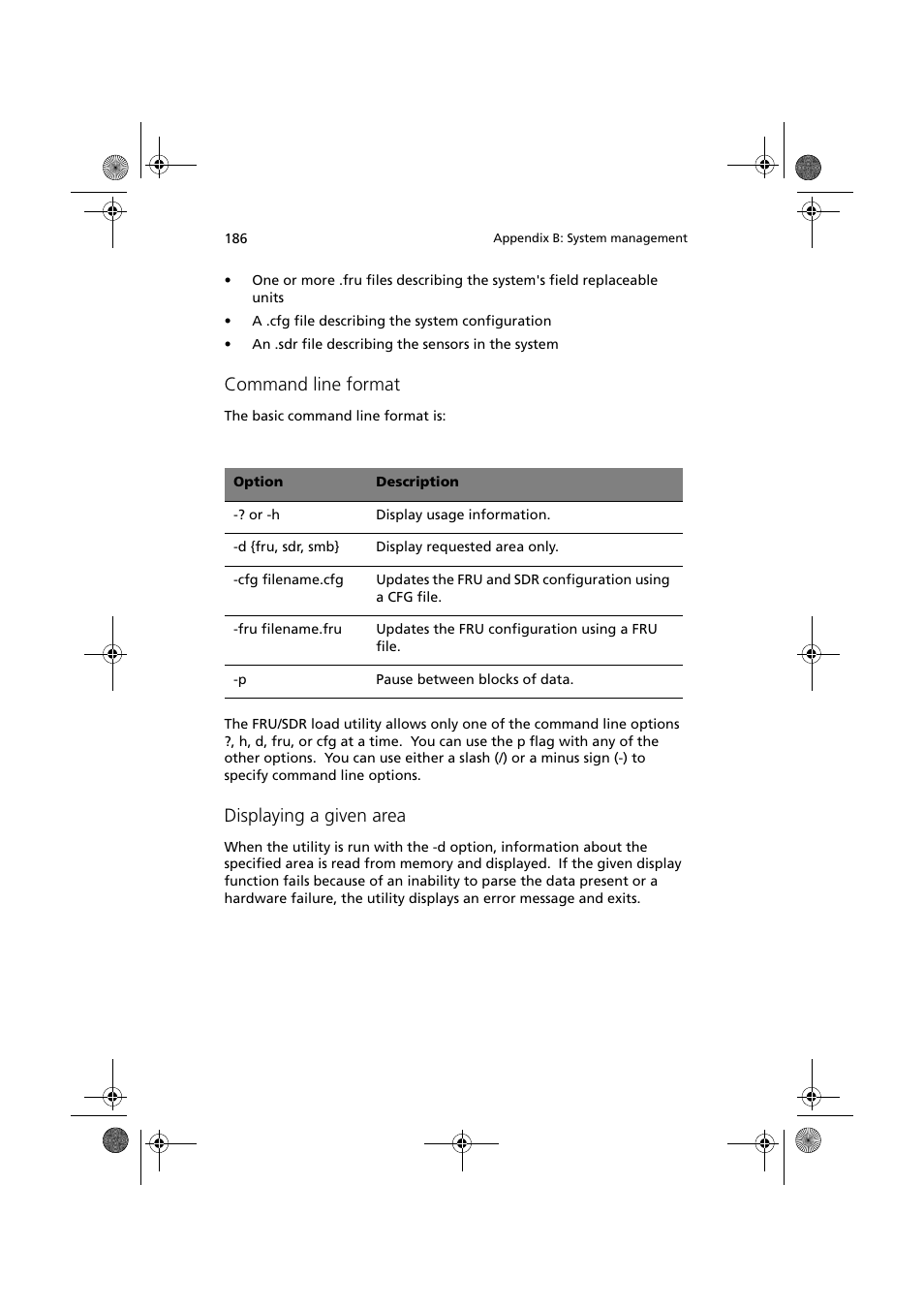 Command line format, Displaying a given area | Acer Altos G900 User Manual | Page 202 / 248