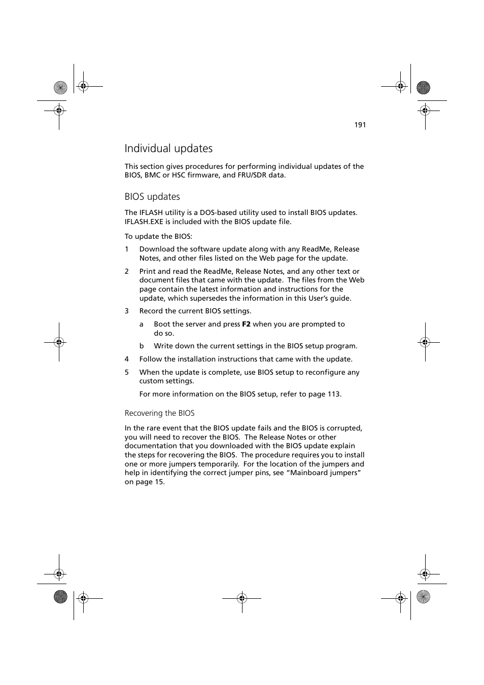 Individual updates, Bios updates | Acer Altos G900 User Manual | Page 207 / 248
