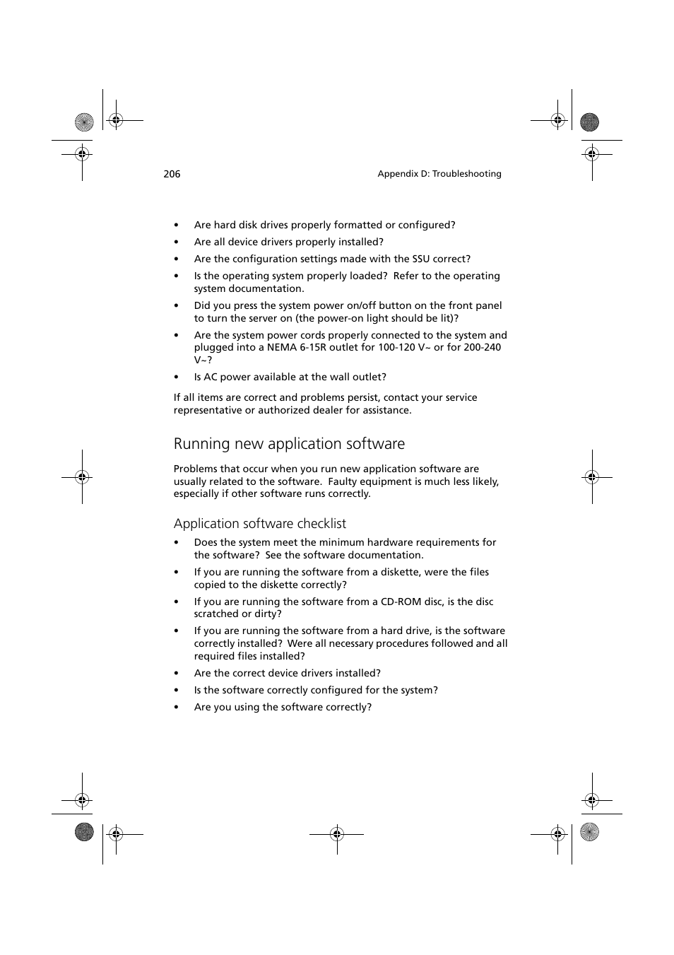 Running new application software, Application software checklist | Acer Altos G900 User Manual | Page 222 / 248