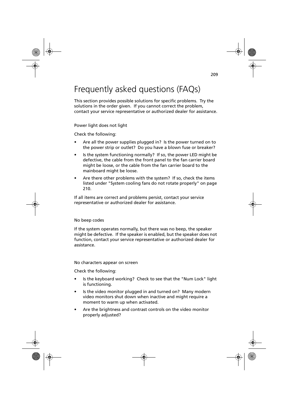 Frequently asked questions (faqs) | Acer Altos G900 User Manual | Page 225 / 248