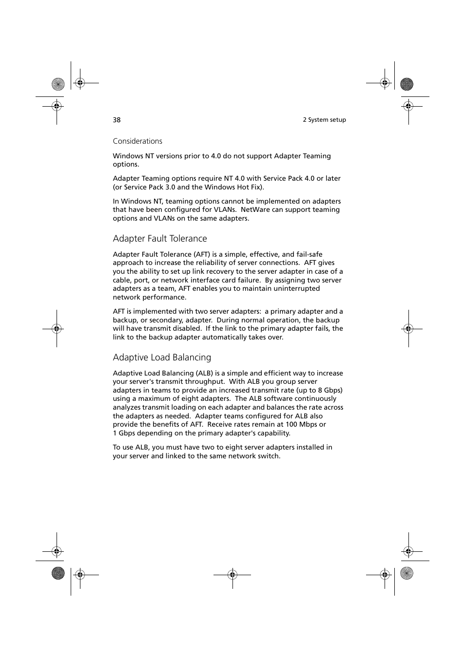 Adapter fault tolerance, Adaptive load balancing | Acer Altos G900 User Manual | Page 54 / 248