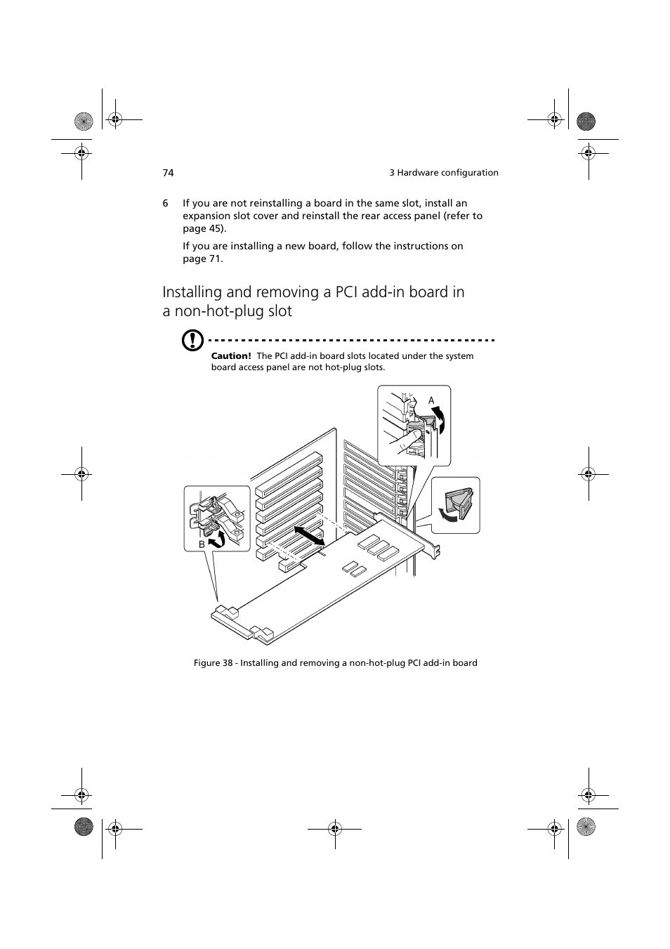 Installing and removing a pci add-in board in | Acer Altos G900 User Manual | Page 90 / 248