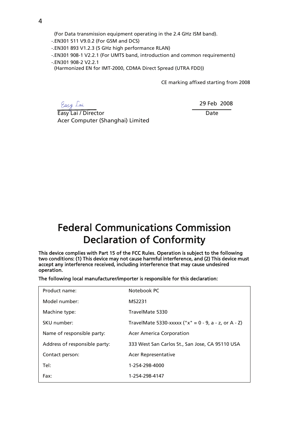 Acer TravelMate MS2231 User Manual | Page 4 / 14