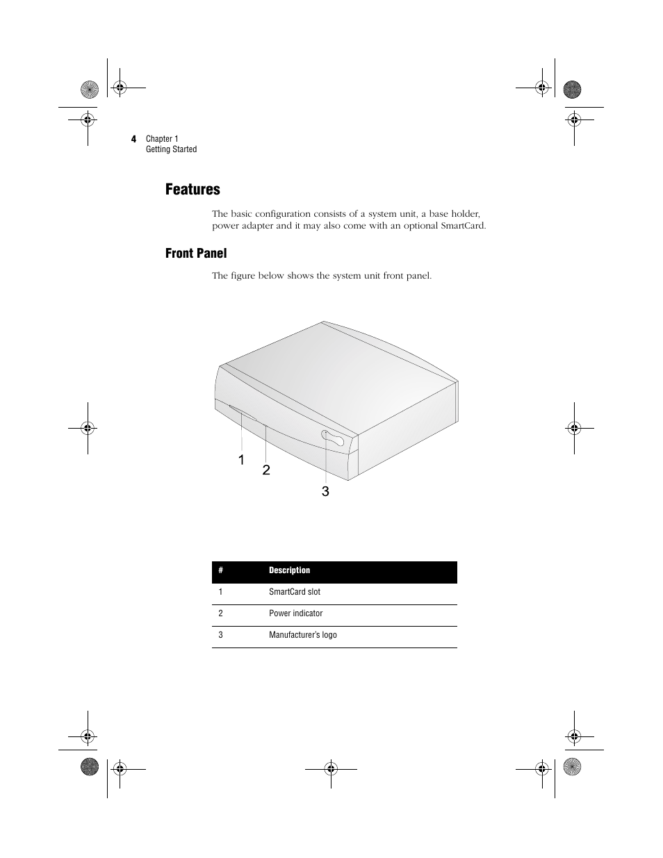 Features, Front panel | Acer WT 300 User Manual | Page 12 / 54