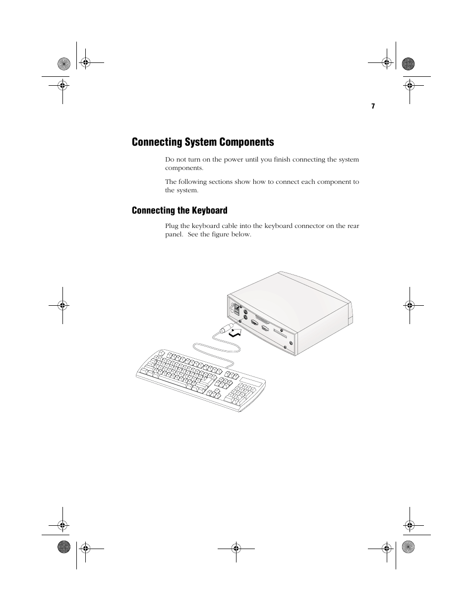 Connecting system components, Connecting the keyboard | Acer WT 300 User Manual | Page 15 / 54