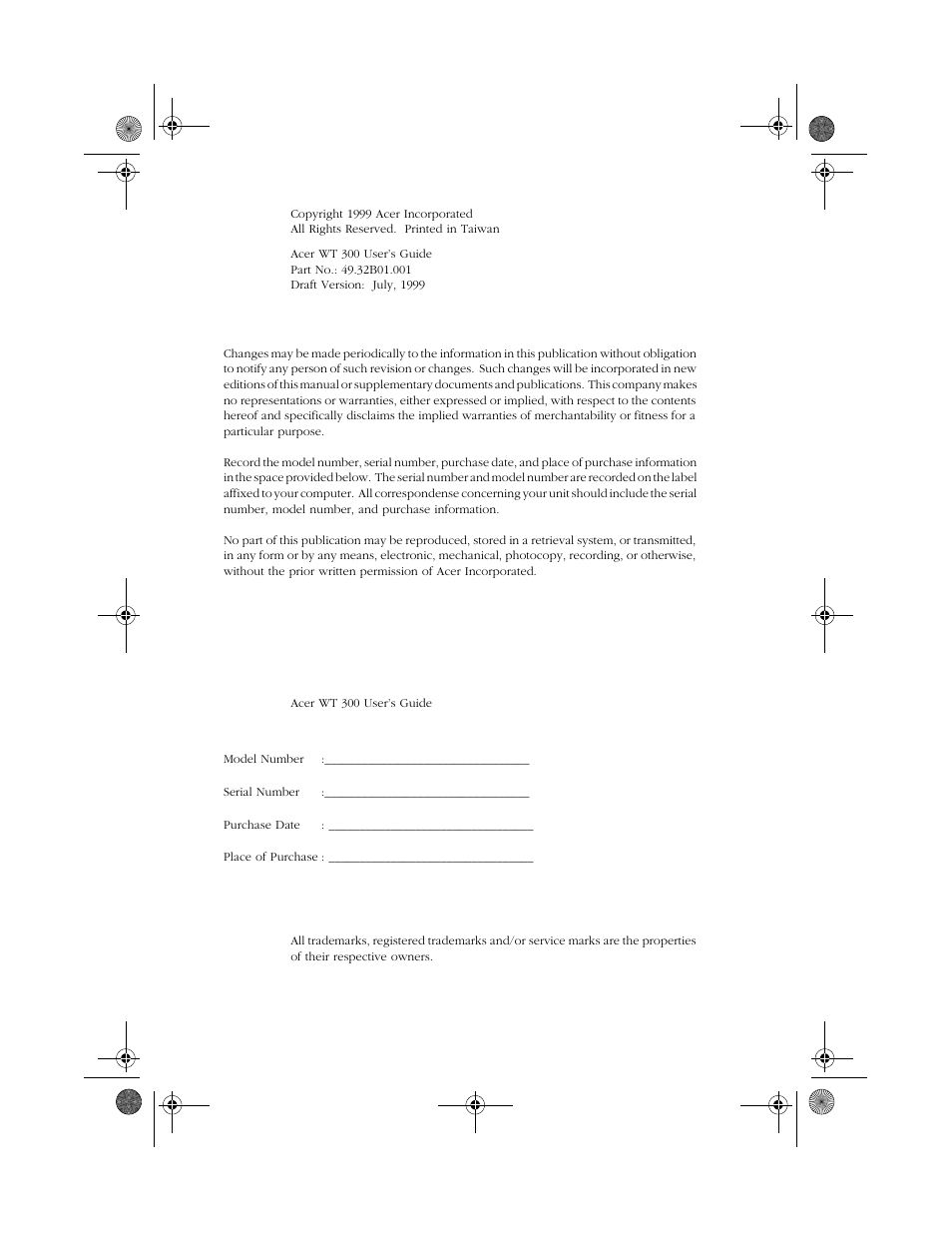 Acer WT 300 User Manual | Page 2 / 54