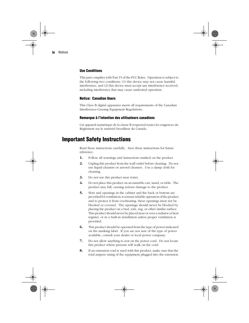 Important safety instructions | Acer WT 300 User Manual | Page 4 / 54