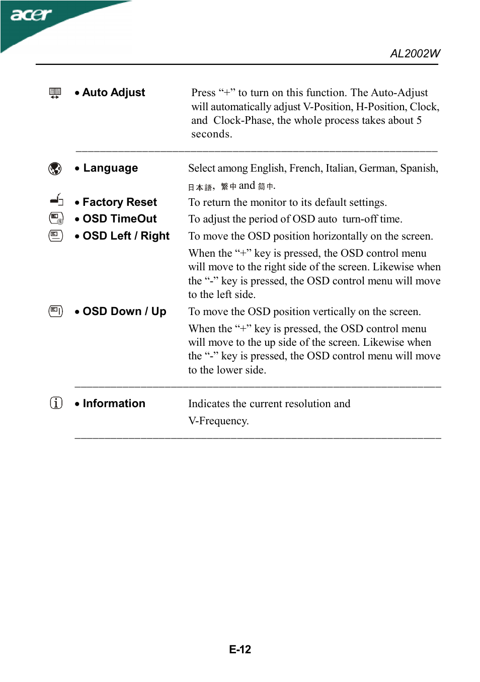 Acer al200 User Manual | Page 14 / 19
