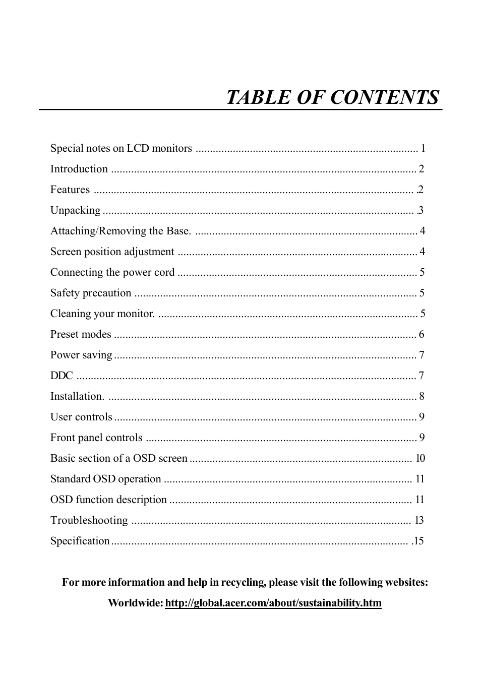 Acer al200 User Manual | Page 2 / 19