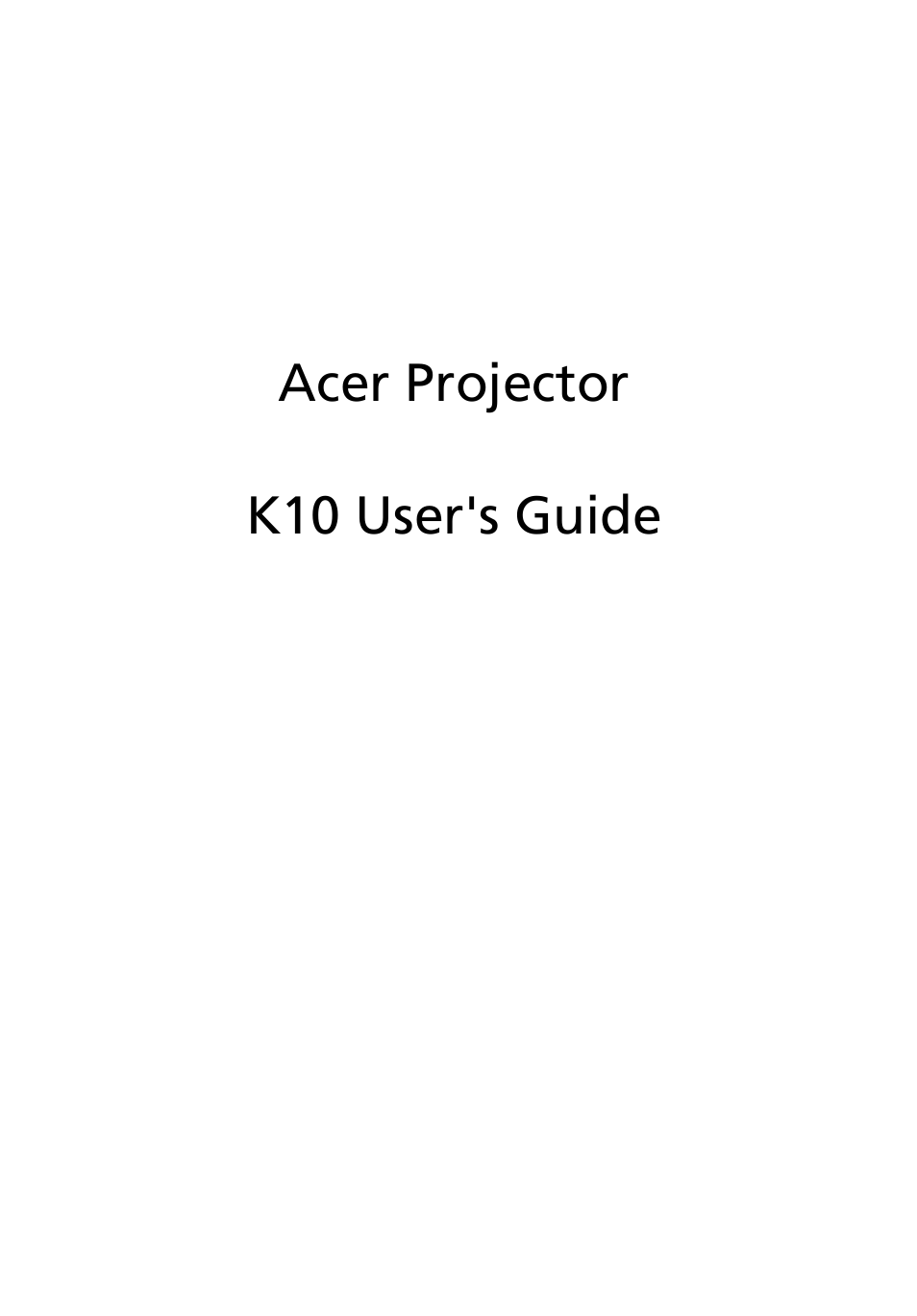 Acer K10 User Manual | 39 pages