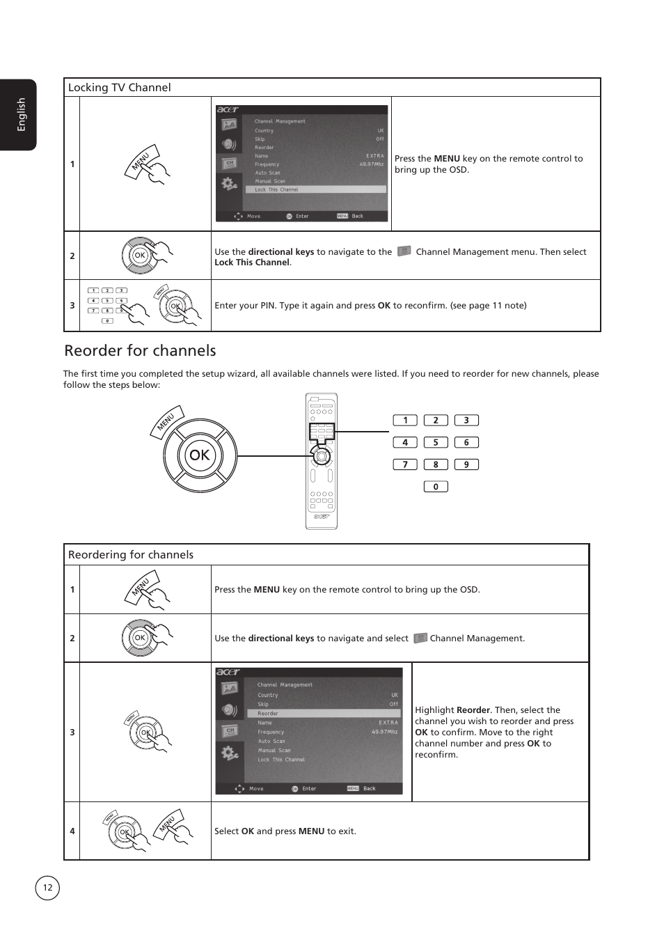Reorder for channels | Acer AT4221 User Manual | Page 12 / 18