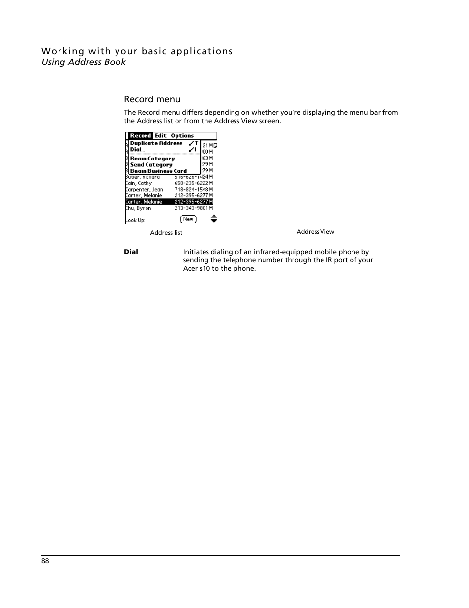 Record menu | Acer s10 User Manual | Page 106 / 338