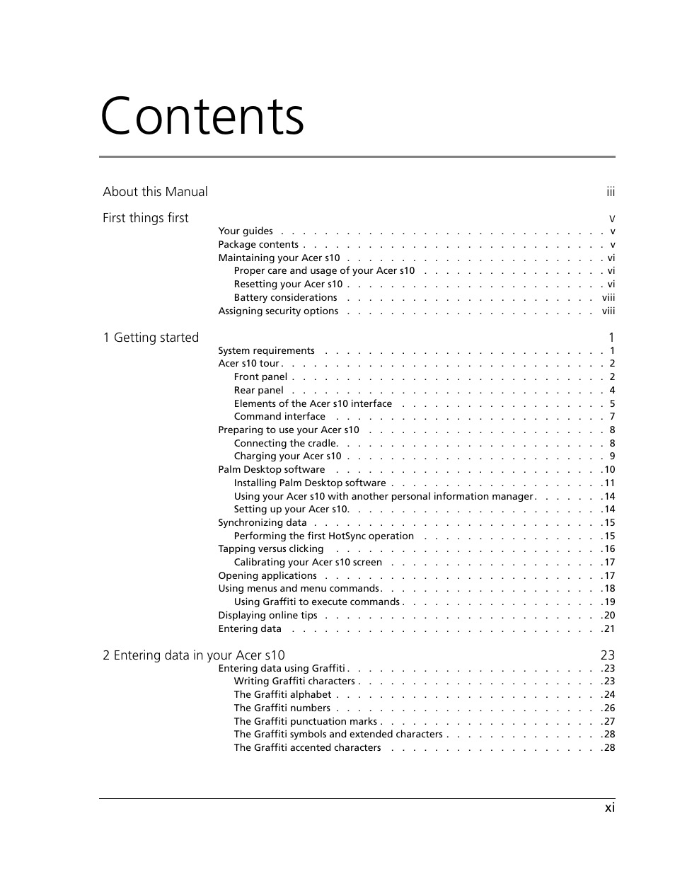 Acer s10 User Manual | Page 11 / 338