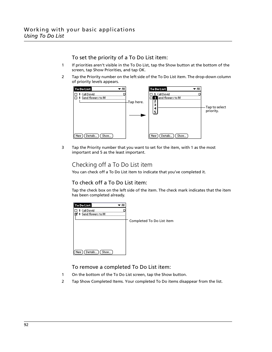 Checking off a to do list item | Acer s10 User Manual | Page 110 / 338