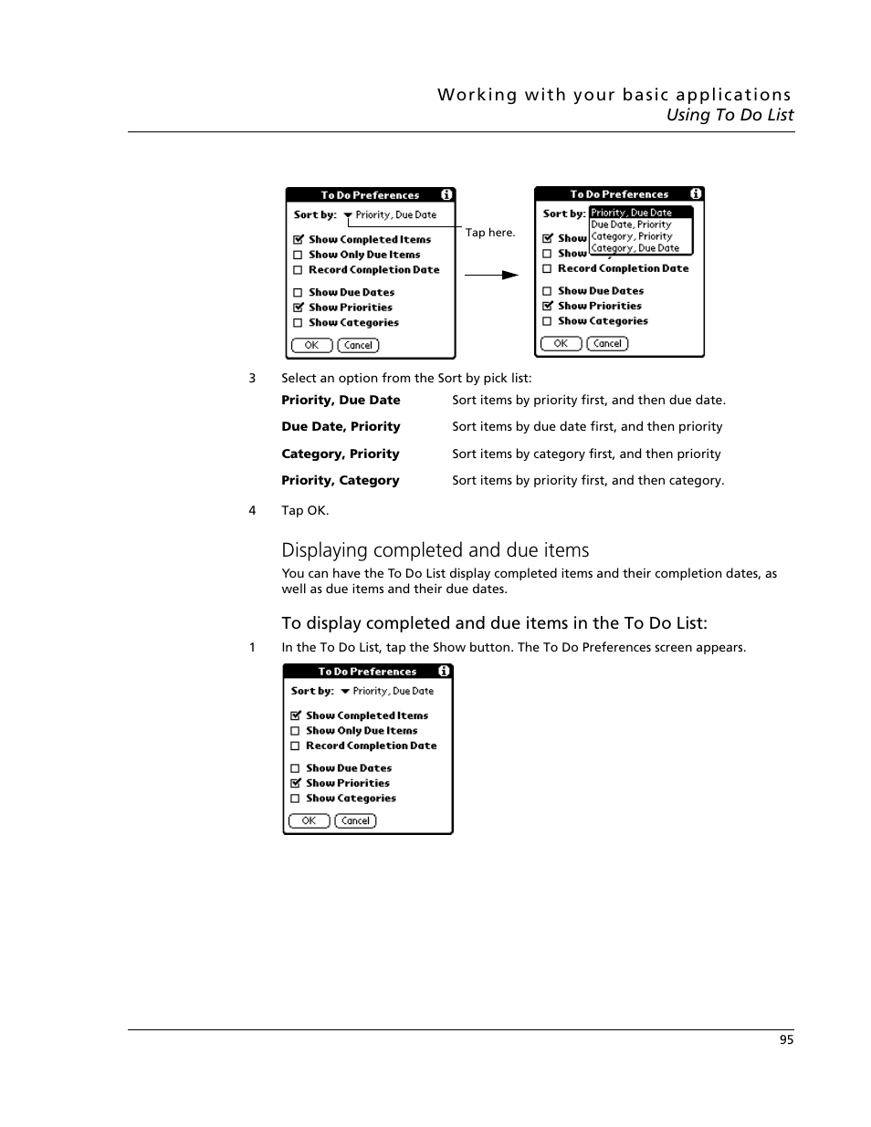 Displaying completed and due items | Acer s10 User Manual | Page 113 / 338