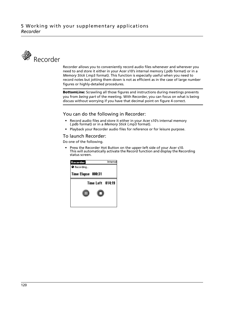 Recorder | Acer s10 User Manual | Page 138 / 338