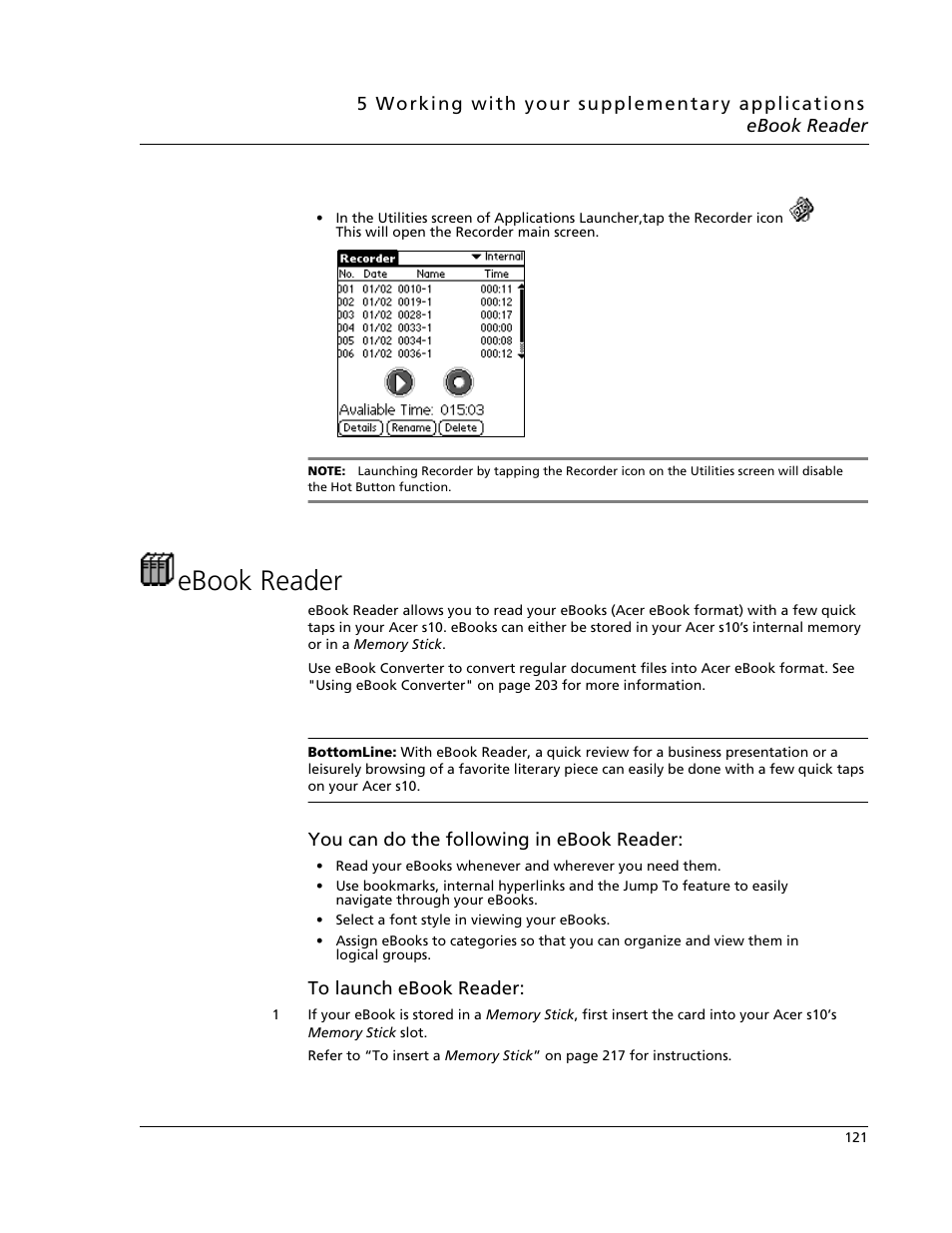 Ebook reader | Acer s10 User Manual | Page 139 / 338