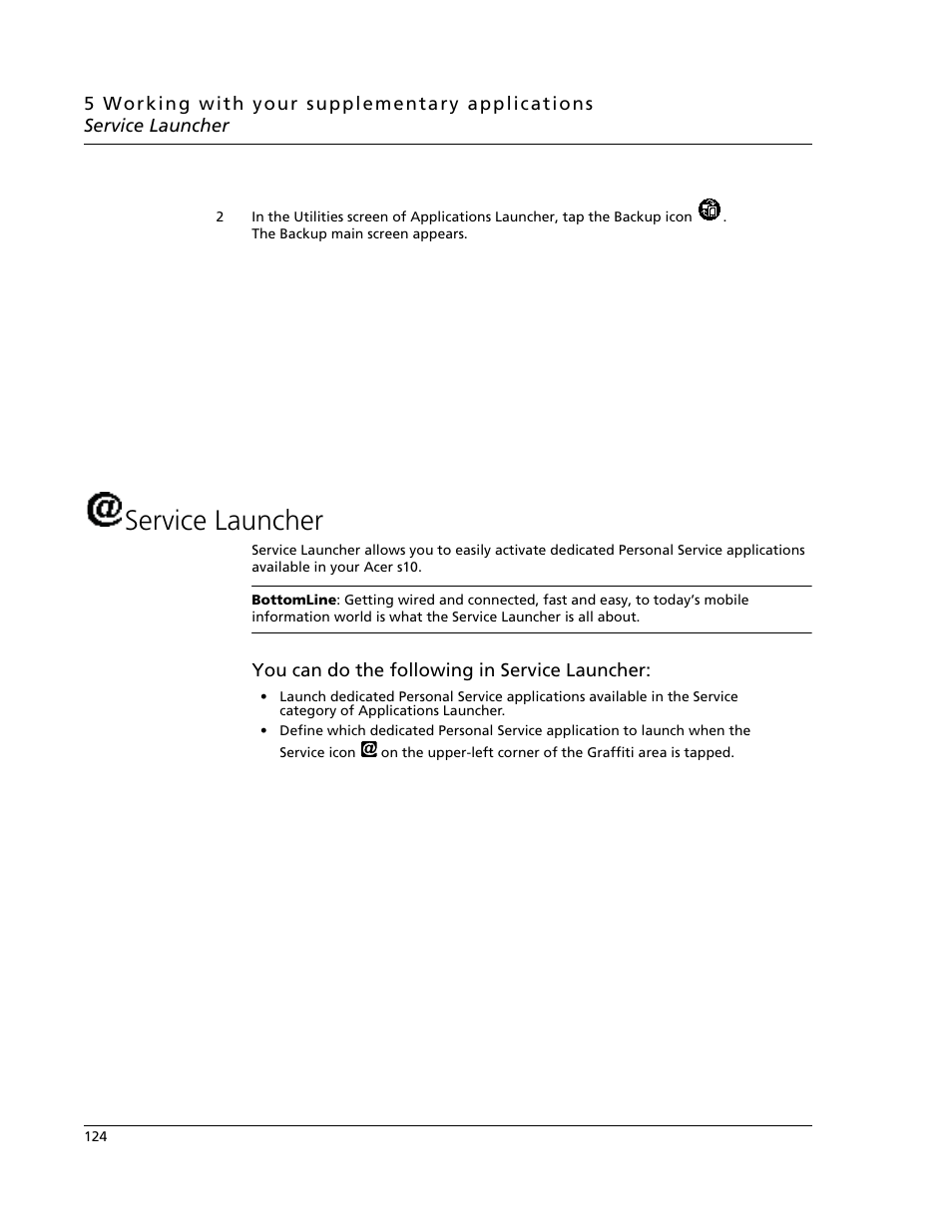 Service launcher | Acer s10 User Manual | Page 142 / 338