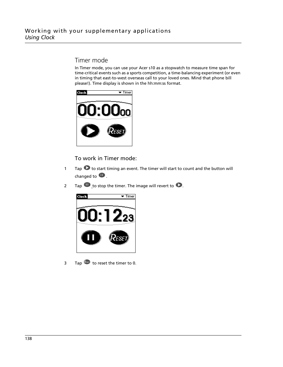 Timer mode | Acer s10 User Manual | Page 156 / 338