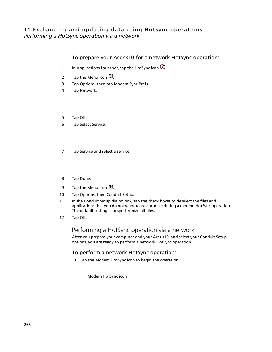 Performing a hotsync operation via a network | Acer s10 User Manual | Page 284 / 338