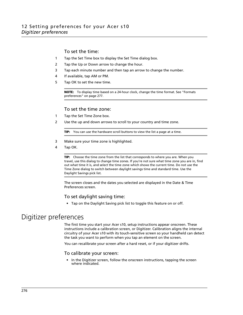 Digitizer preferences | Acer s10 User Manual | Page 294 / 338