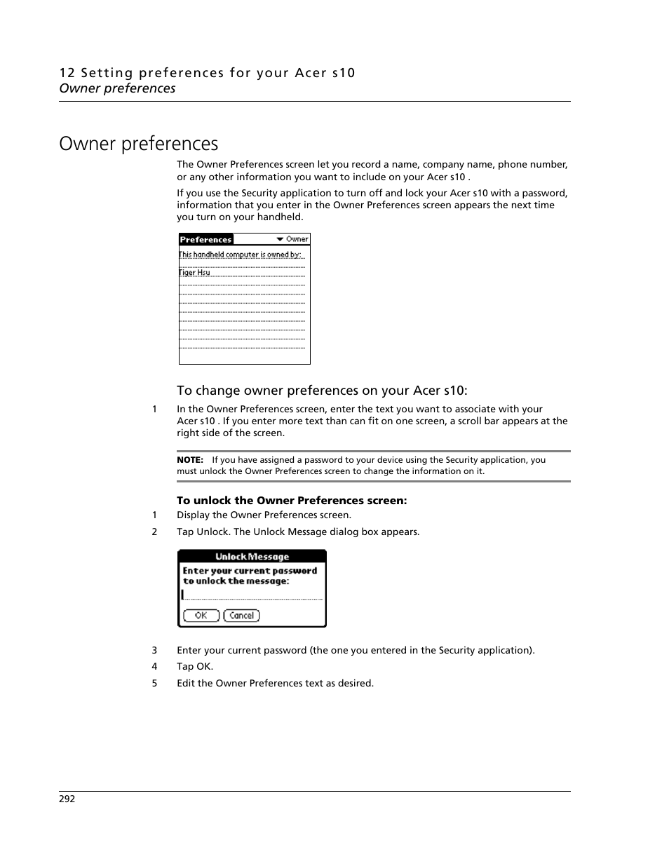 Owner preferences | Acer s10 User Manual | Page 310 / 338