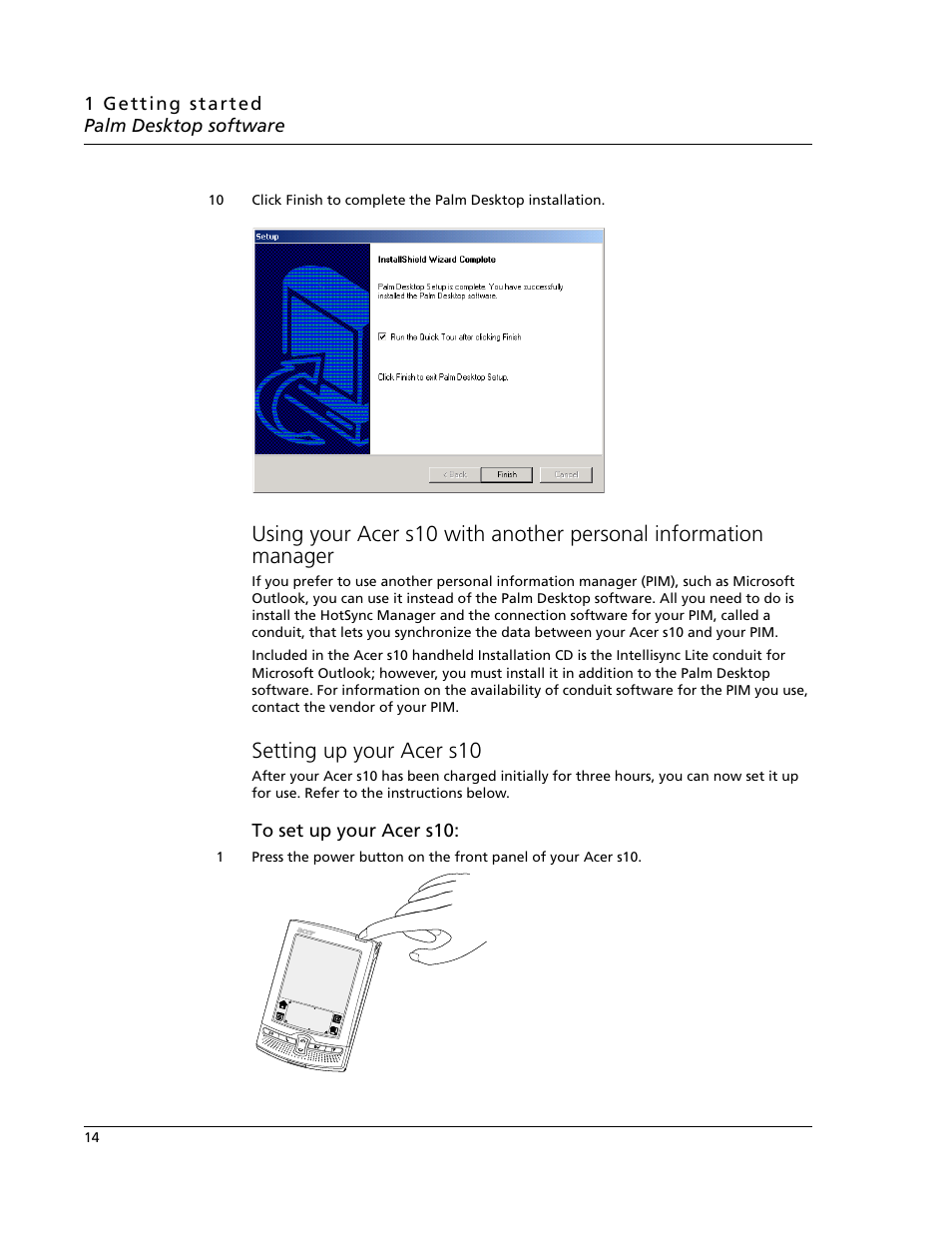 Setting up your acer s10 | Acer s10 User Manual | Page 32 / 338