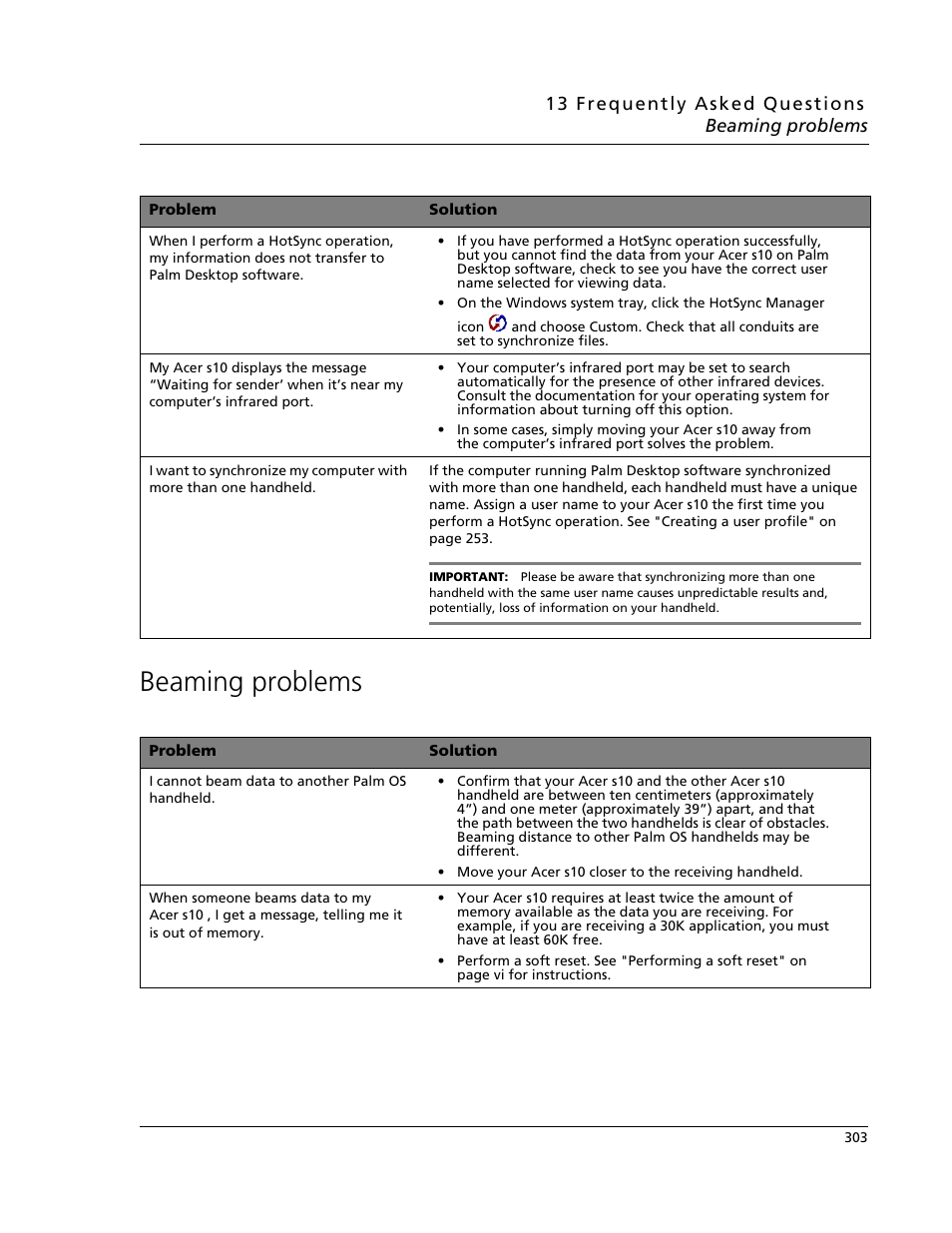 Beaming problems | Acer s10 User Manual | Page 321 / 338