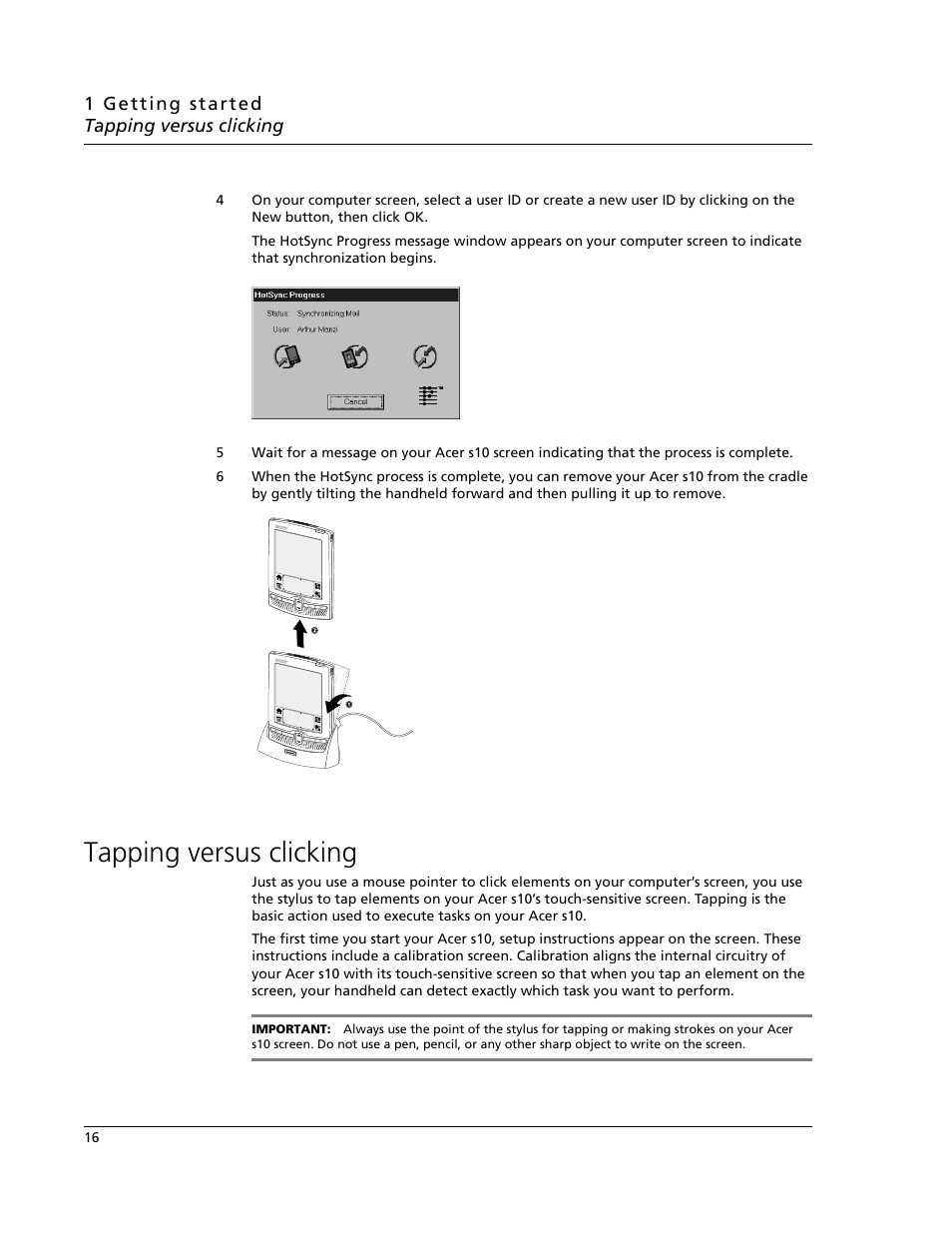 Tapping versus clicking | Acer s10 User Manual | Page 34 / 338