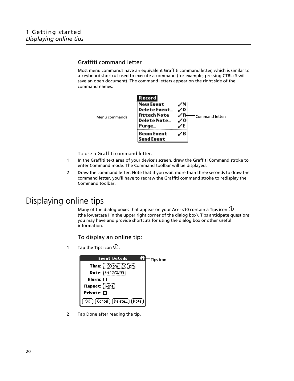 Displaying online tips | Acer s10 User Manual | Page 38 / 338