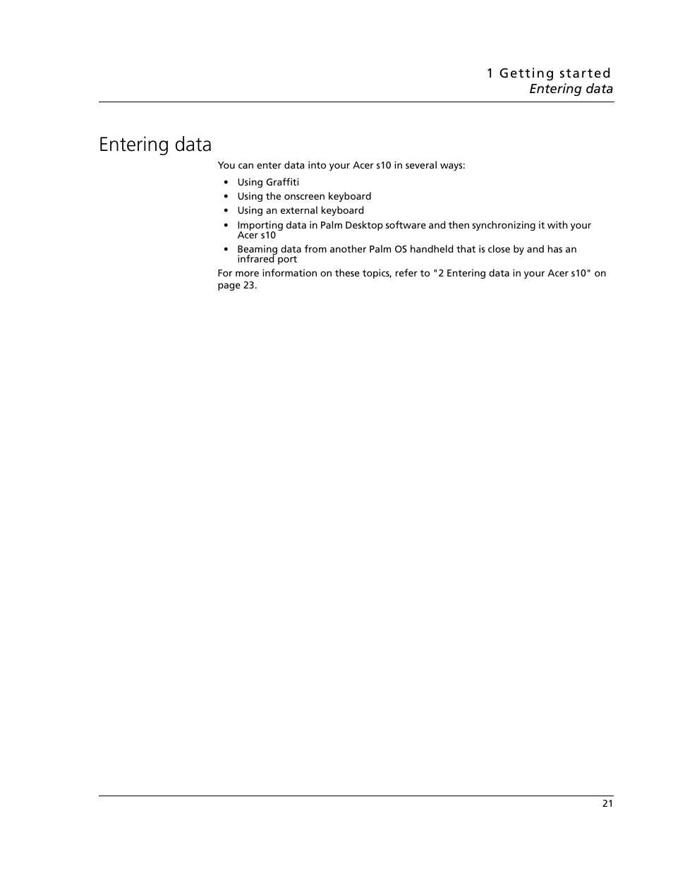 Entering data | Acer s10 User Manual | Page 39 / 338