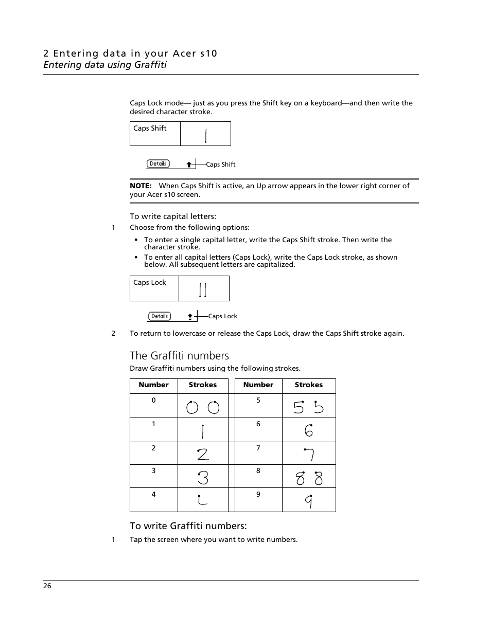 The graffiti numbers | Acer s10 User Manual | Page 44 / 338